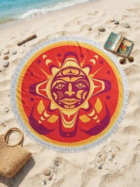 Native Origins Round Towel Sun Face
